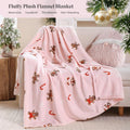 Pink Christmas Blanket with Gingerbread And Candy Cane Design, Warm And Cozy Flannel Blanket, Bed Blanket, Suitable for Home Leisure, Office, And S, Easy to Clean, Machine Washable