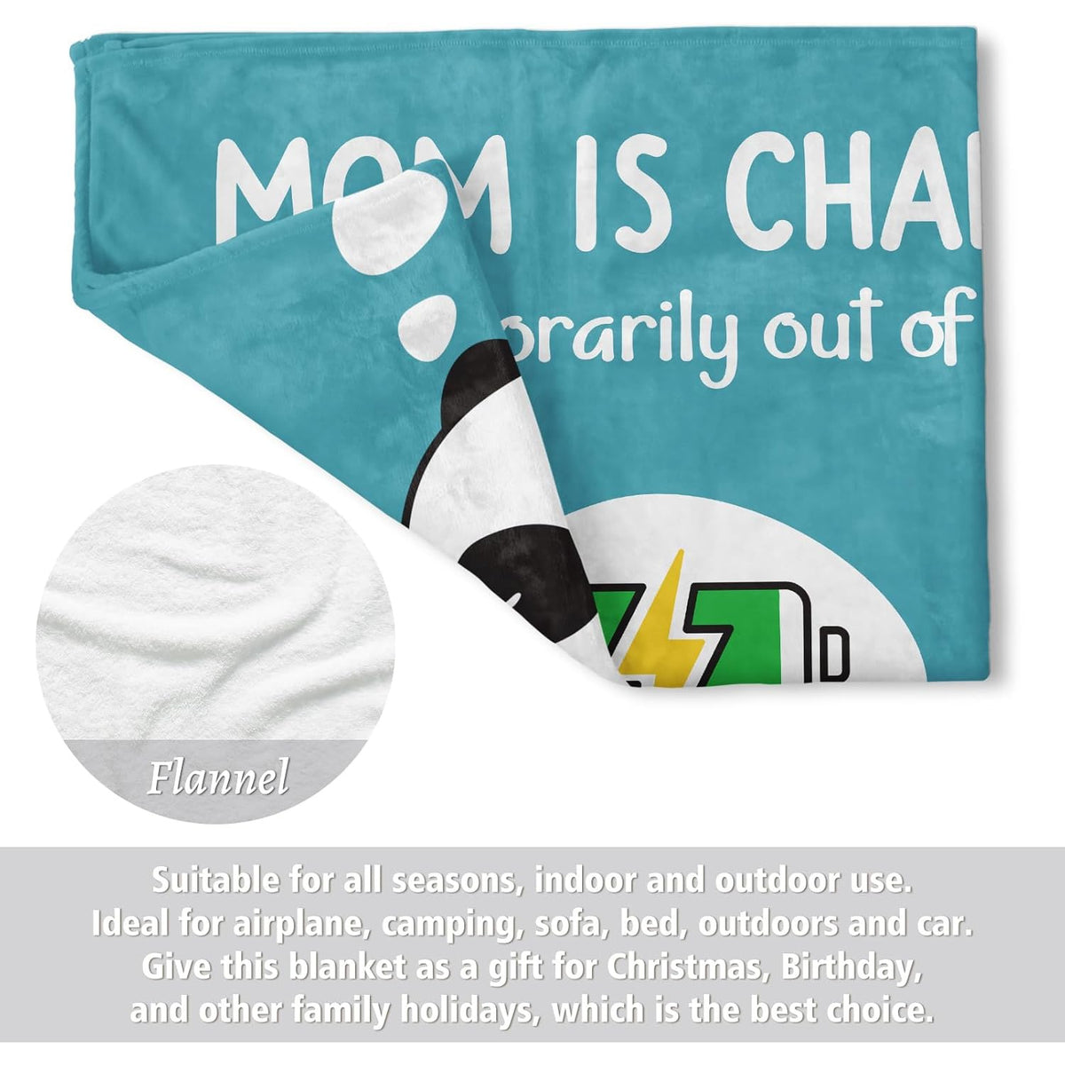 Craftique Humorous Presents for Mother'S Birthday And Valentine'S Day - Mom Is a Charging Blanket - Gifts for New Mothers, an Ultra-Soft Throw Blanket for Napping And Travel, Measuring 60 by 50