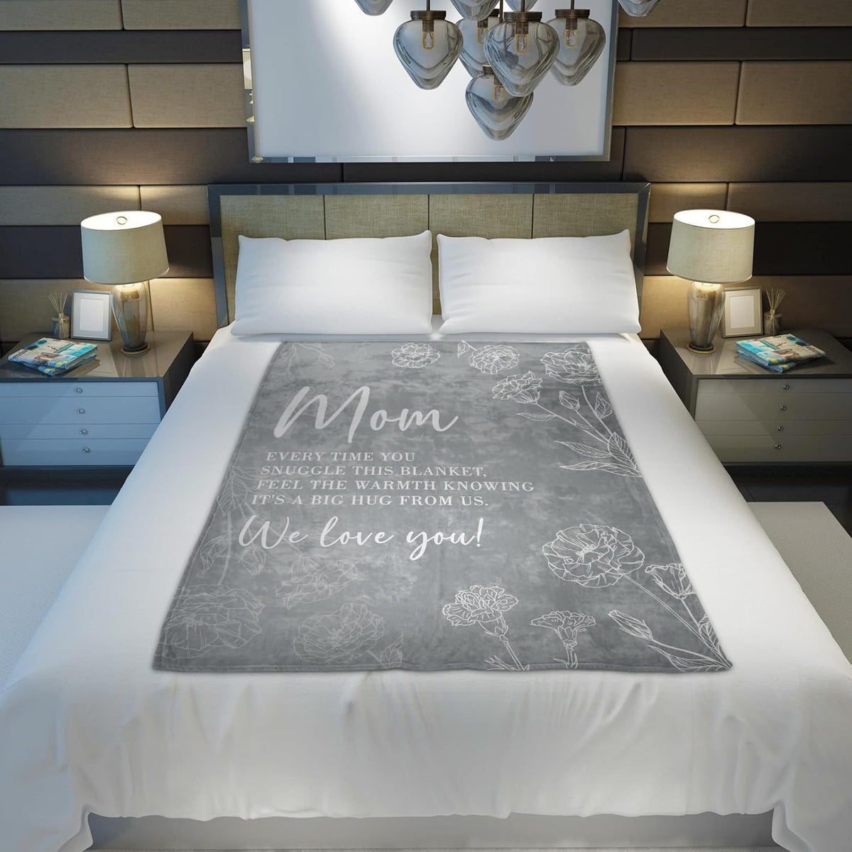A Cozy Blanket Featuring a Wine Red Backdrop Adorned with a White Floral Design, Perfect As a Birthday Present for Mothers, Daughters, And Sons. Ideal for Use in Dorms, Office Naps, Outdoor Camping, Or As Room Decor, with a Thickness of 280Gsm