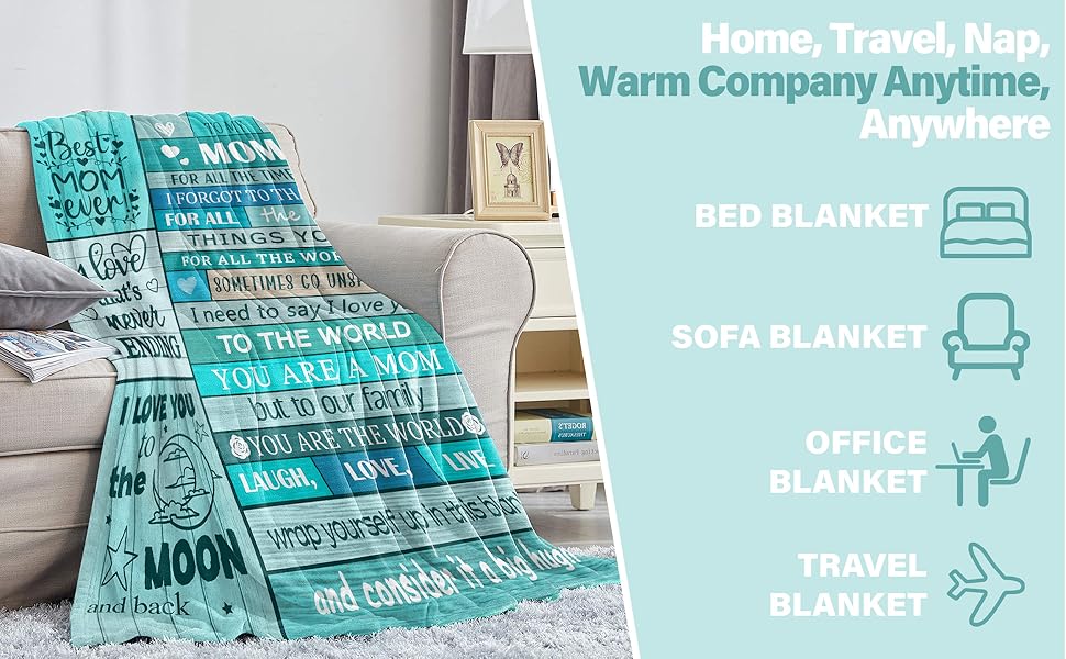 Christmas Blanket for Mom, Gifts for Mom Birthday, Mom Blanket Gifts from Daughters Son, Mother Mommy Throw Blanket for Valentines, Mothers Day 60x50