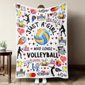 1pc Volleyball-Themed Flannel Blanket | Soft Plush with Volleyball Players, Hearts & Volleyball Balls - All-Season Couch, Office, Volleyball Decor, Camping Essential - Ideal Gift for Sports Fans & Home Decor Lovers, Polyester