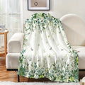 1pc Green Leaf Floral Butterfly Pattern Blanket, Natural Style Design, Soft Plush Surface, Lightweight and Durable Flannel Material, Multiple Sizes Available, Perfect for Holiday Gifting, Living Room Lounging, Bedroom Sleeping, Study Reading