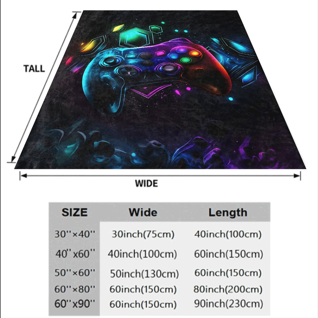 1pc Gaming Controller Design Throw Blanket High-Gsm Flannel Vibrant Neon Geometric Patterns All-Season Soft Durable Hand Wash solely for Gamers Living Room Home Decor Gamer Blanket Hi