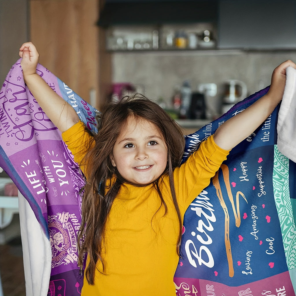 1pc Inspirational Queen Birthday Throw Blanket for Women - Perfect Gift for Daughter, Grandma, Mom, Wife, Girlfriend - All-Season Flannel, Hypoallergenic, Machine Washable with Motivational Phrases & Patterns, Wearable Blanket
