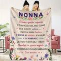 Cherished Grandma Italian Love Quote Nonna Italian Phrase Throw Blanket - Soft Cozy Flannel Suitable for All Seasons, Warm Covering for Couch or - Italian Decor Gift