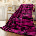 1pc Pink And Black Zebra Print Soft Flannel Blanket Cozy Plush Flannel Throw for Sofa All-Season Warm Decorative Blanket