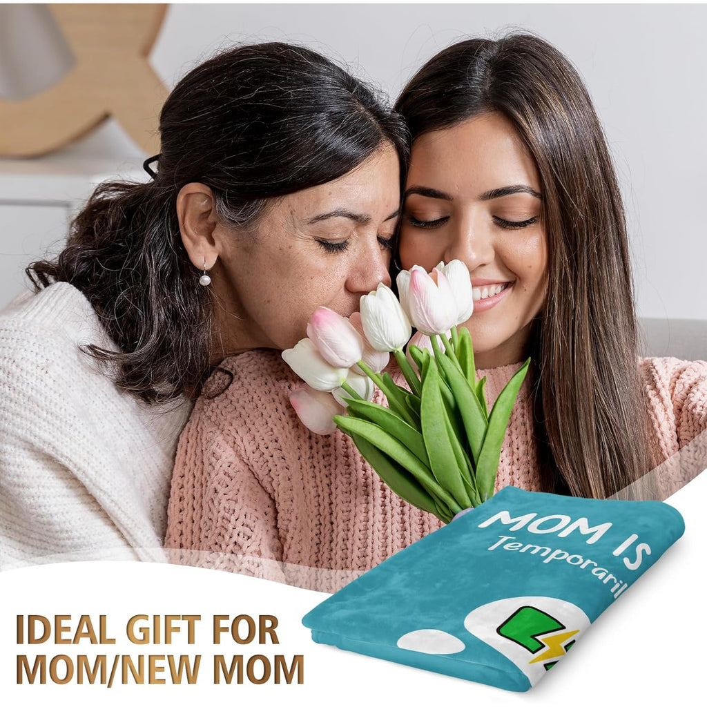 Craftique Humorous Presents for Mother'S Birthday And Valentine'S Day - Mom Is a Charging Blanket - Gifts for New Mothers, an Ultra-Soft Throw Blanket for Napping And Travel, Measuring 60 by 50