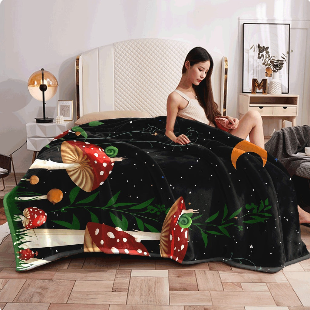 1pc 1pcs, Mushroom Snail Flannel Blanket Lunch Break Blanket Sofa Blanket Sofa Warm And Comfortable Soft Blanket for Gift Home Comfort And Lightweight Blanket Sofa Blanket Travel Camping Living Room O
