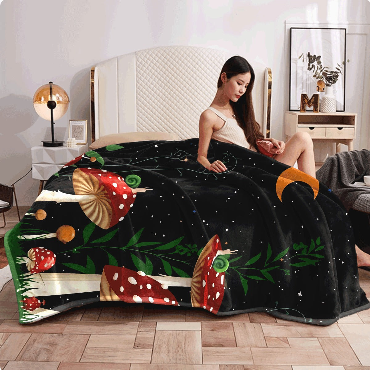 1pc 1pcs, Mushroom Snail Flannel Blanket Lunch Break Blanket Sofa Blanket Sofa Warm And Comfortable Soft Blanket for Gift Home Comfort And Lightweight Blanket Sofa Blanket Travel Camping Living Room O