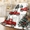 1pc Christmas Winter Red Truck And Tree Flannel Blanket Cozy Warm Throw for Sofa Festive Xmas Home Decor with Snowy Christmas Trees Holiday Plush Blanket