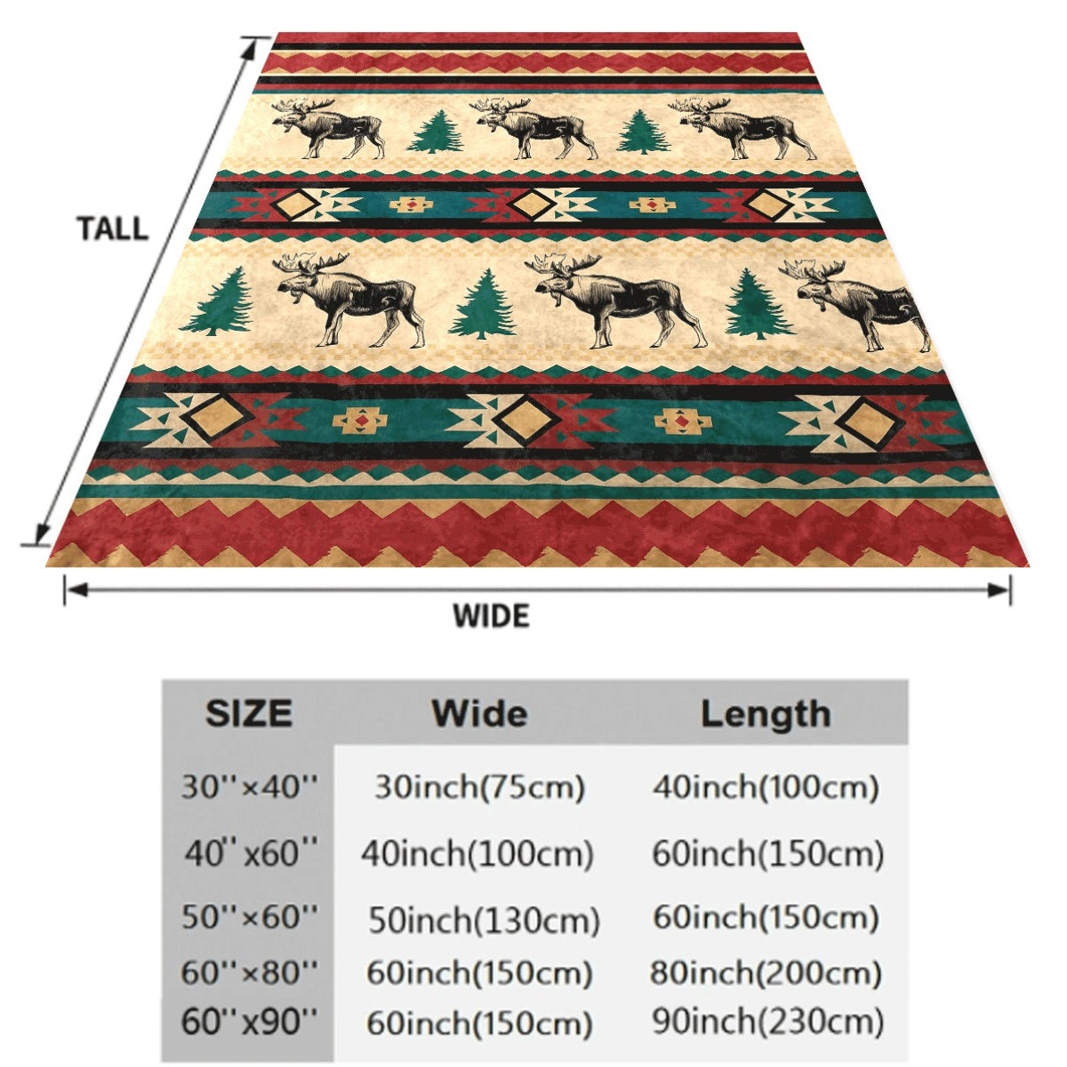 1pc Bohemian-Style Throw Blanket Featuring Moose And Pine Forest Designs, Made from Soft And Warm Flannel with Geometric Patterns. It'S Perfect for Use on a Sofa, in The Office, Or for Napping, Making It an Excellent Gift for Friends And Family
