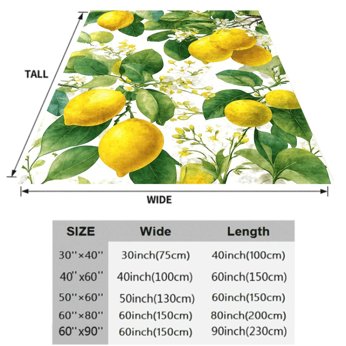 1pc Lemon Blossom And Lemon Slice Digital Print Flannel Blanket Soft Polyester Lightweight All-Season Throw for Sofa Travel Camping Machine Washable Cozy Home Decor Accessory 2D Flat