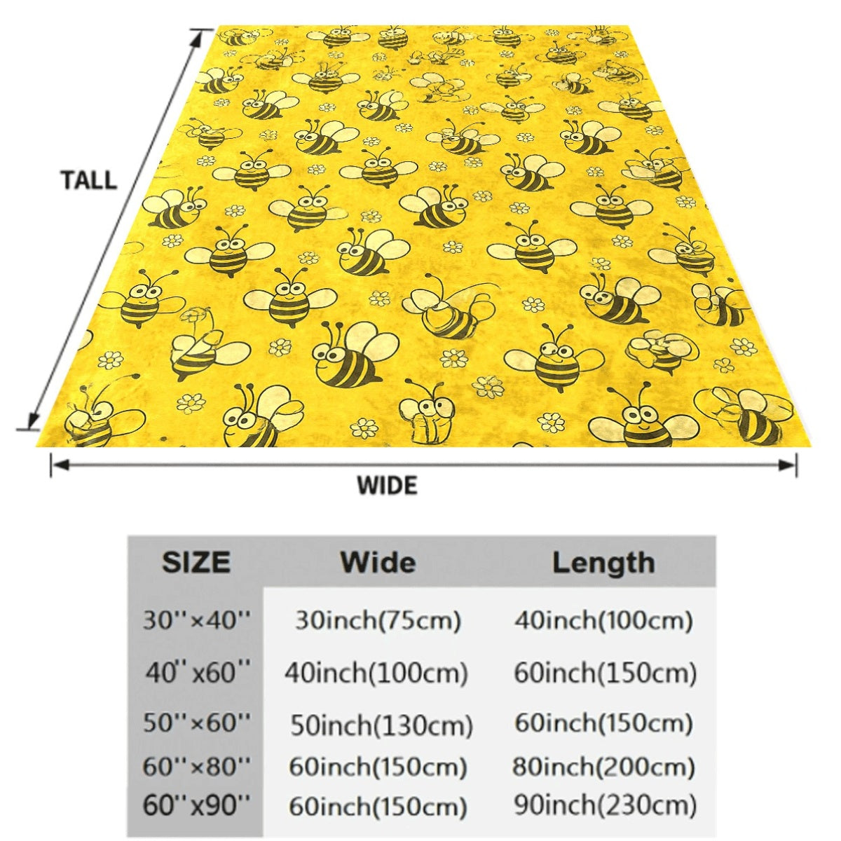 1pc Cozy Bee-Themed Flannel Throw Blanket Soft, Reversible, All-Season Comfort for Sofa, Camping & Travel Machine Washable