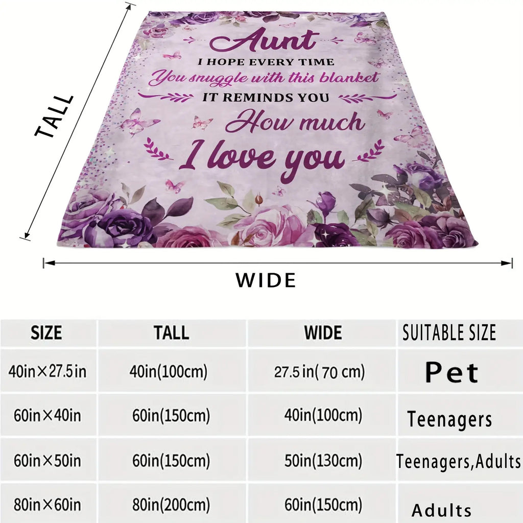 Floral Aunt Blanket: A Heartfelt Gift for Your Beloved Aunt- Perfect for Pet, Teenagers, Or Adults- Machine Washable- Contemporary Style- All Seasons Suitable