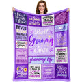 Grammy's Best Gift- Cozy Floral Throw Blanket, Perfect for Birthdays& Christmas from Grandkids, Soft Flannel, Machine Washable, Purple
