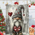 1pc Charming Christmas Gnome Flannel Blanket - Fantasy Theme with Playful Gnomes, Hearts, and Snowflake Patterns, All-season Machine-washable Polyester Fiber, Multi-purpose for Home Decor, Camping, Travel, Office - Mixed Colors, Travel Blanket |