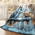 1pc Winter Wonderland Fleece Blanket Lightweight Flannel Throw with Snowy Owl & Kitten Design Portable for Sofa Travel Camping Living Room Office Couch Chair and Soft & Warm Polye