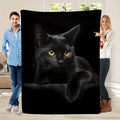 1pc Black Cat Print Blanket, Simple and Elegant Throw Blanket, Super Warm Soft and Comfortable Flannel Blanket, Multiple Sizes Available, Suitable for Living Room, Bedroom, Sofa, Office