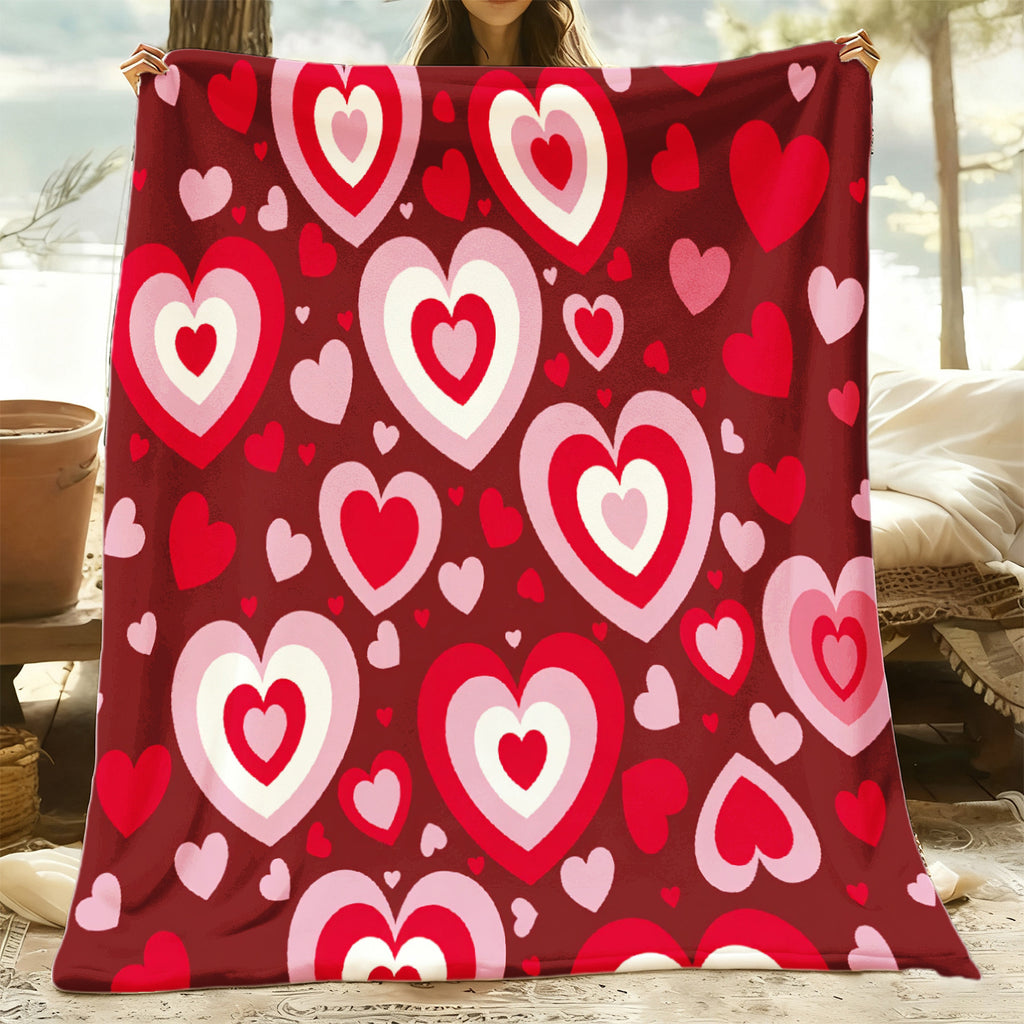 1pc Ultra-Soft Cozy Love Heart Print Bedspread/Throw Blanket - 280GSM All-Season Warm Machine Washable Bedspread Suitable for Boys, Girls,,, Birthdays, Valentine's Day Gift - Multicolor Heart Print Bedspread for Travel, Camping, Home Decor