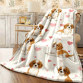 1pc 2D Flat Printing Cute Cavalier King Charles Spaniel Puppies Pattern Blanket for All Seasons Versatile Home Decor Camping Travel Office Sofa Nap Easy Care Perfect for Indoor And, 2D Flat