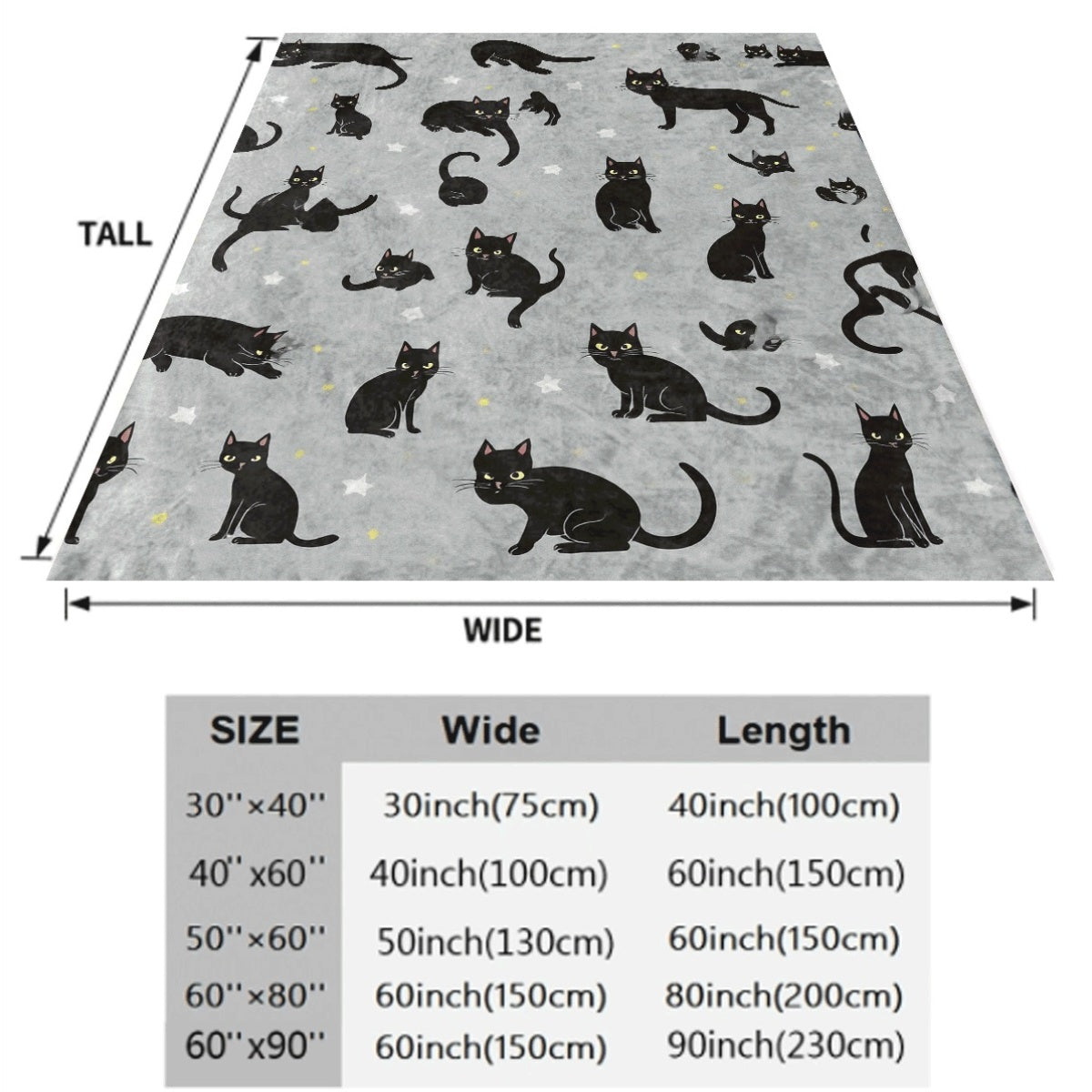 1pc Thickened Flannel Cat Blanket Suitable for Soft Cozy Spread with Black Cat And Kitten Patterns Light Gray Background All-Season Couch Carpet Decor Machine Washable Pet Owner Gift