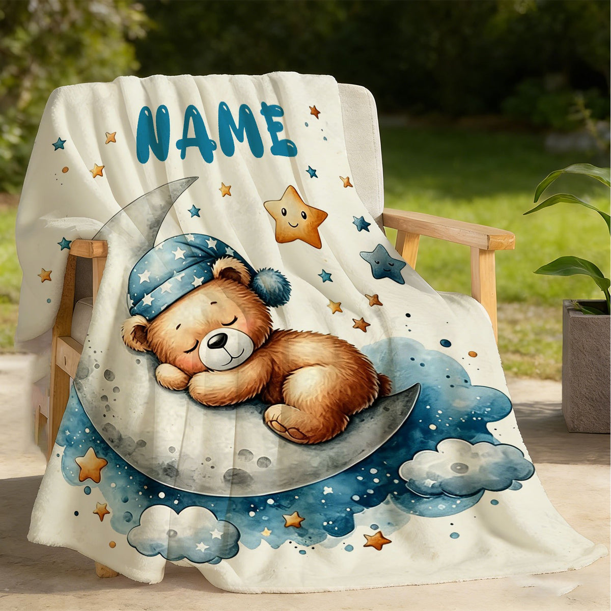 1pc Personalized Bear-Shaped Blanket Suitable for - Use - Custom Name/Text/Animal Print, Cozy Gift for &, Bedspread, Hand Washable Teddy Bear Blanket for Birthdays, Camping, and Decor