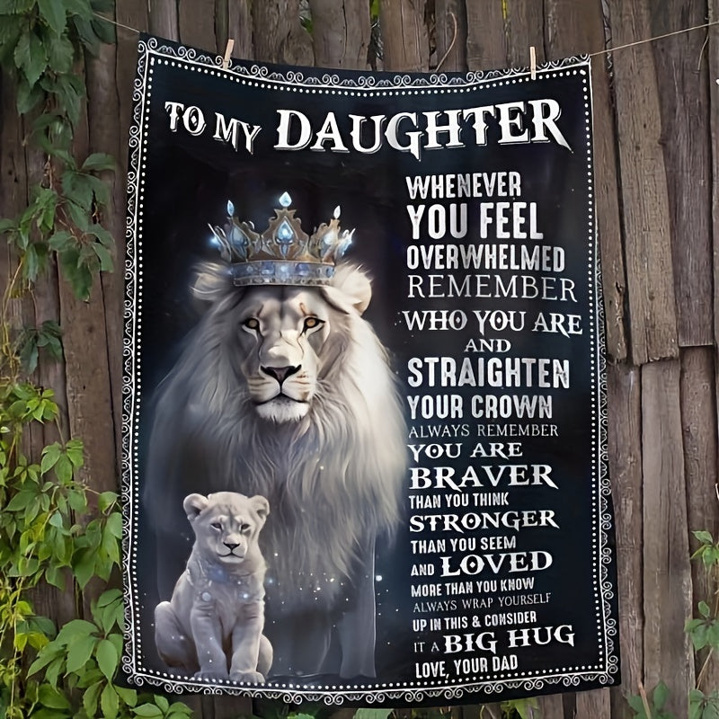 A Single Cozy Flannel Blanket for The Daughter, a Present from Her Dad, Ideal for Cuddling on The Couch While Enjoying Television
