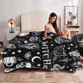 1pc Cozy Gothic Witch Skull Print Flannel Blanket Soft Suitable for All Seasons Perfect for Sofa and Travel Unique Gift Idea