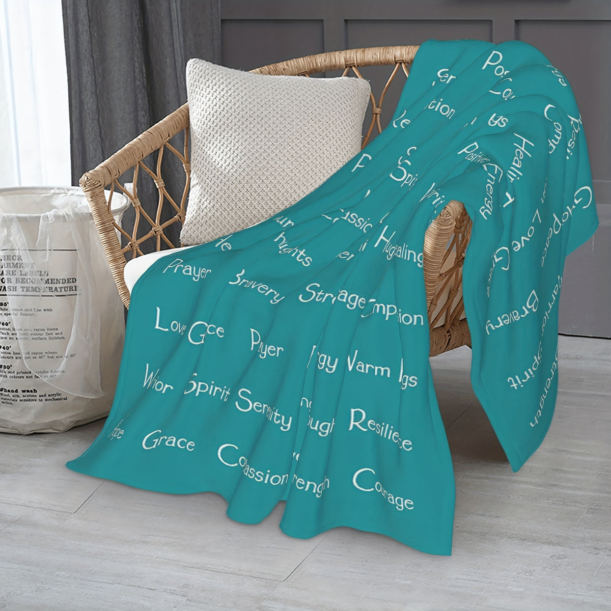 1pc Inspirational Navy Blue Throw Blanket - Super Soft, Warm Embrace with Positive Affirmations for Strength, Courage, Love & Hope - Allergy-Friendly, Multi-Purpose Comfort 60x50 inches