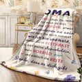 1pc Soft Flannel Grandma Gift Blanket with Vintage Floral Butterfly Design German OMA Text, Multicolor Throw for Birthday Anniversary, All-Season Couch Bedspread, 200-250G M, Cozy Home Dec