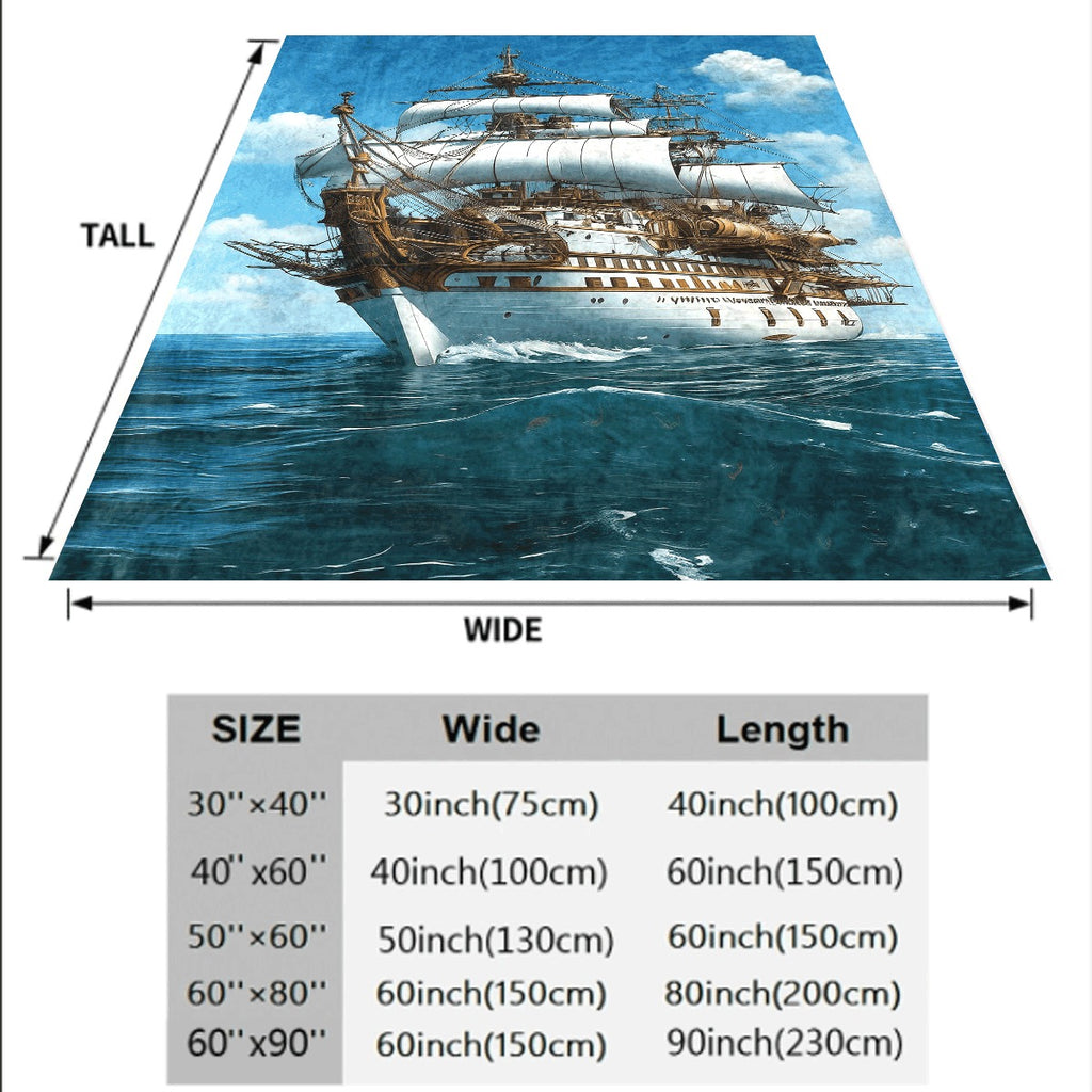 1pc Vintage Pirate Ship Flannel Throw Blanket Soft Warm and Cozy with Nautical Design Perfect for Sofa or Office Ideal Gift for Friends and Family Digital Print Polyester All-Seas