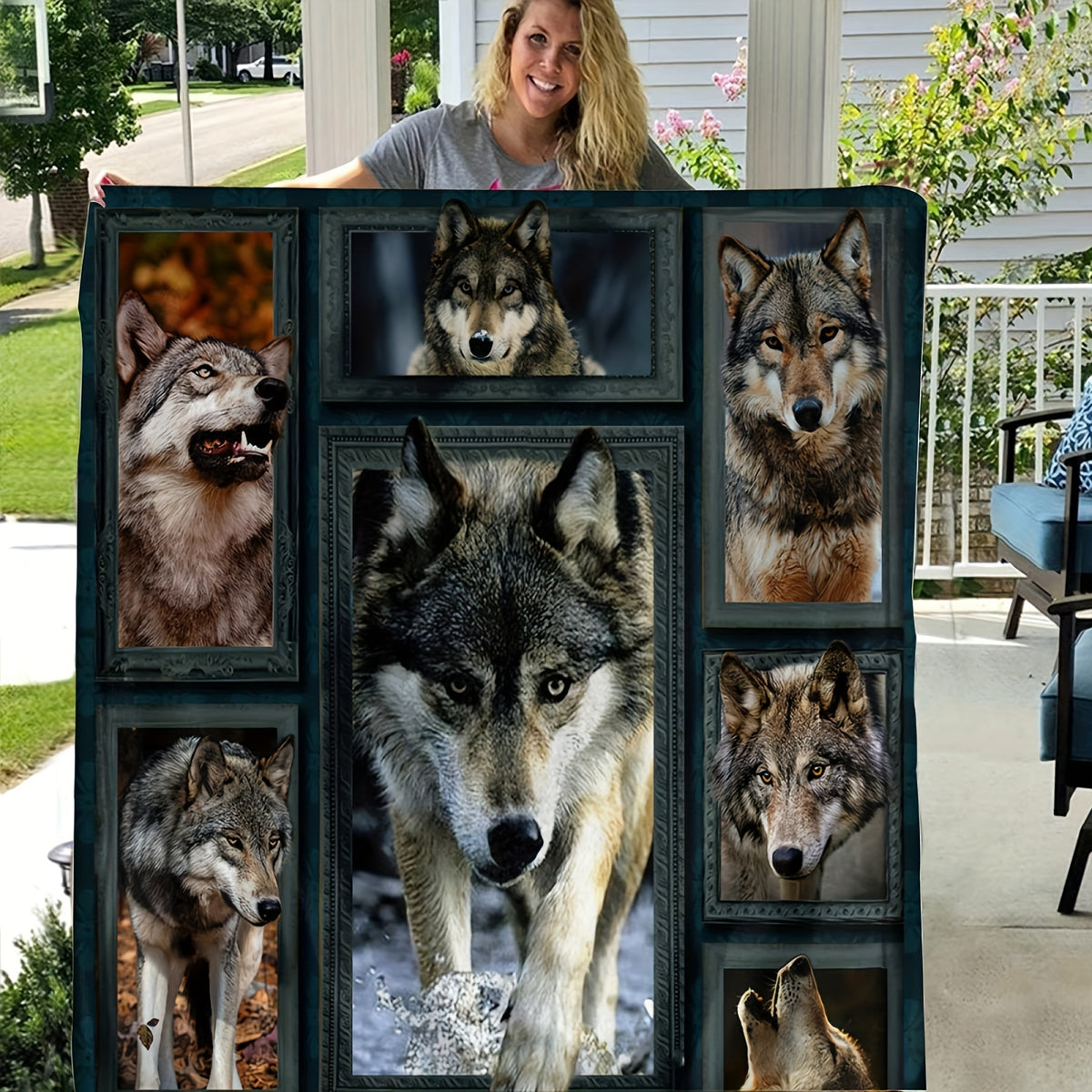 1pc Wolf Blanket Flannel 3D Printing Blanket Adult Flannel Blanket Chair Sofa Bedroom Blanket Room Decor