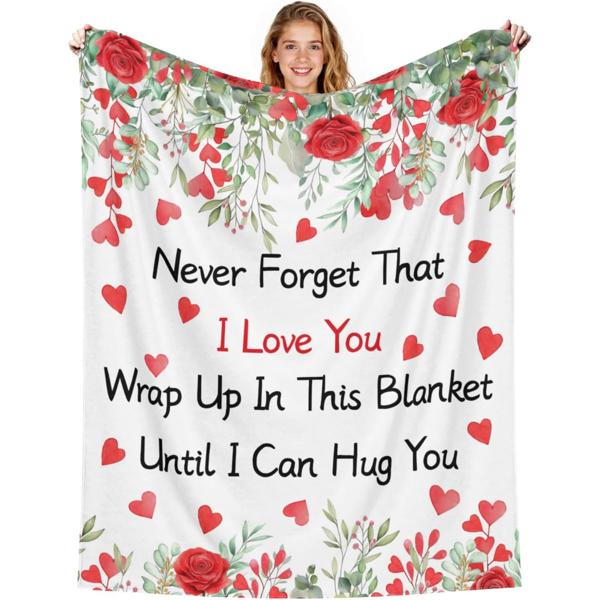 Giwawa I Love You Blanket Hug Valentine'S Day Presents for Him Or Her, Ideal for Girlfriends, Boyfriends, Husbands, Wives, Birthdays, Weddings, Anniversaries, And Couples in Long-Distance Relationships. Thinking of You Throw Blankets 50X60