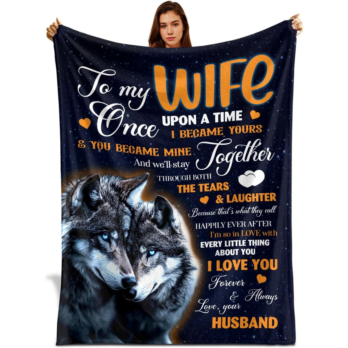 Blanket for My Wife from Her Husband, Cozy Throw Featuring a Romantic Wolf Pair for Couch, Bed, Or Sofa, Super Soft And Warm, Perfect Birthday Gift for Wife, Wedding, Anniversary, Or Valentine'S Day