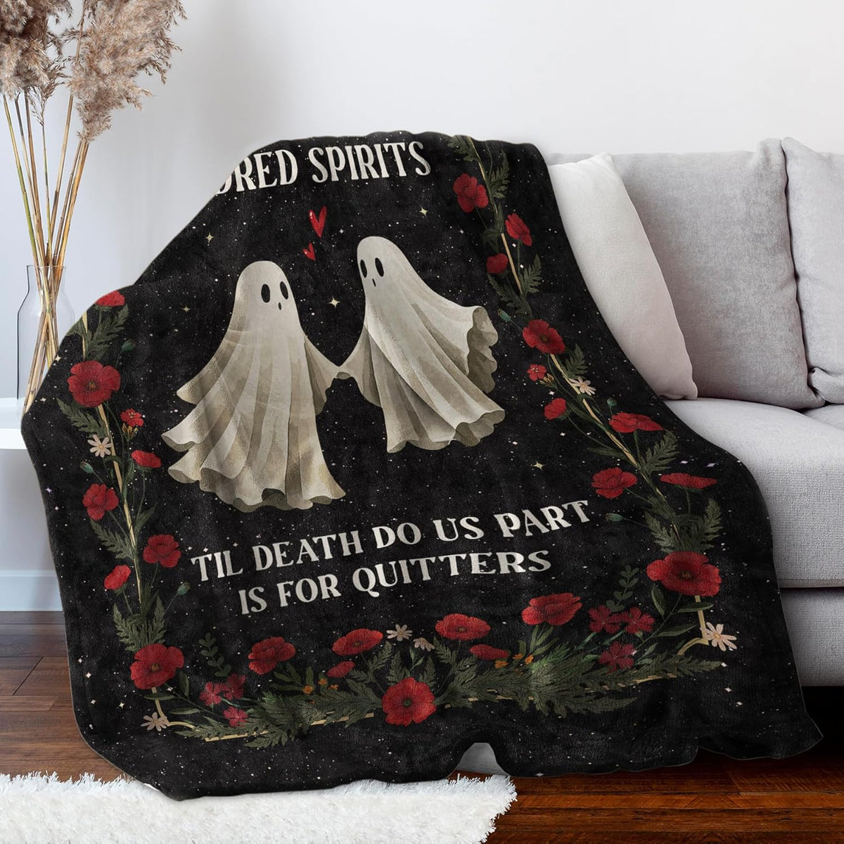 Valentines Day Gifts for Her Him- Couple Blanket, Valentines Anniversary Wedding Gifts for Women Men Wife Husband Couple, Engagement Birthday Gift for Women Friend, I Love You Gothic Blanket