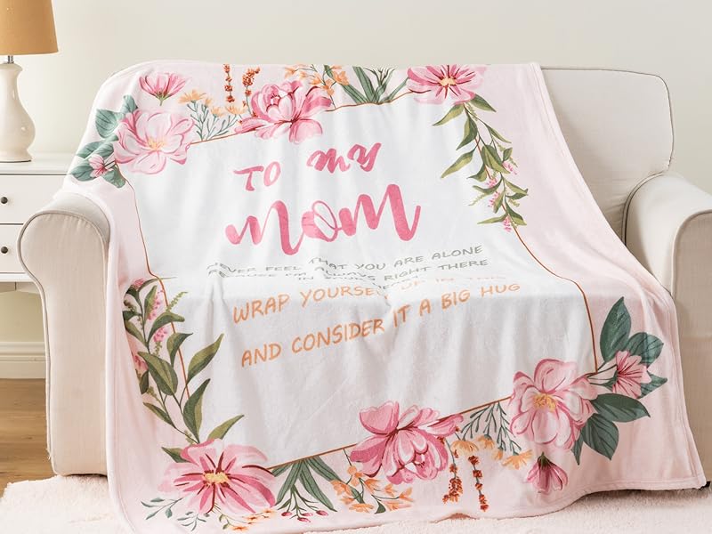 Battilo to My Mom Blanket Gift from Daughter Son, Unique Birthday Gifts for Mom Wife, Mother Birthday Present, Super Soft Flannel Throw Blankets for Bed Couch Mom Day(50 X 60in)