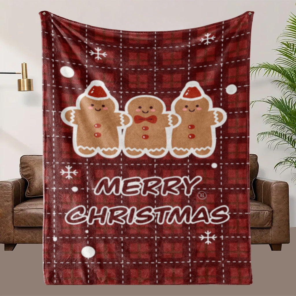 1pc Gingerbread Pattern Blanket, Christmas-themed Printed Design, Full-body Blanket, Soft Flannel Plush Surface, Lightweight and Durable, Multiple Sizes Available, Suitable for Christmas Decoration, Living Room Relaxation, Bedroom Warmth, and Festive
