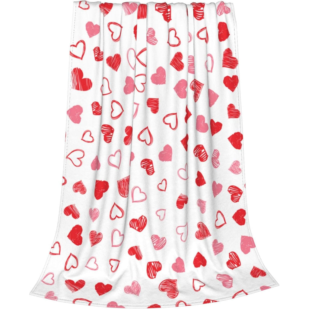 A Cozy And Soft Flannel Throw Blanket Featuring a Valentine'S Day Love Heart Design, Perfect for Your Girlfriend Or Sweetheart. This Lightweight Blanket in Pink And Red Is Ideal for Both The Sofa And Bed