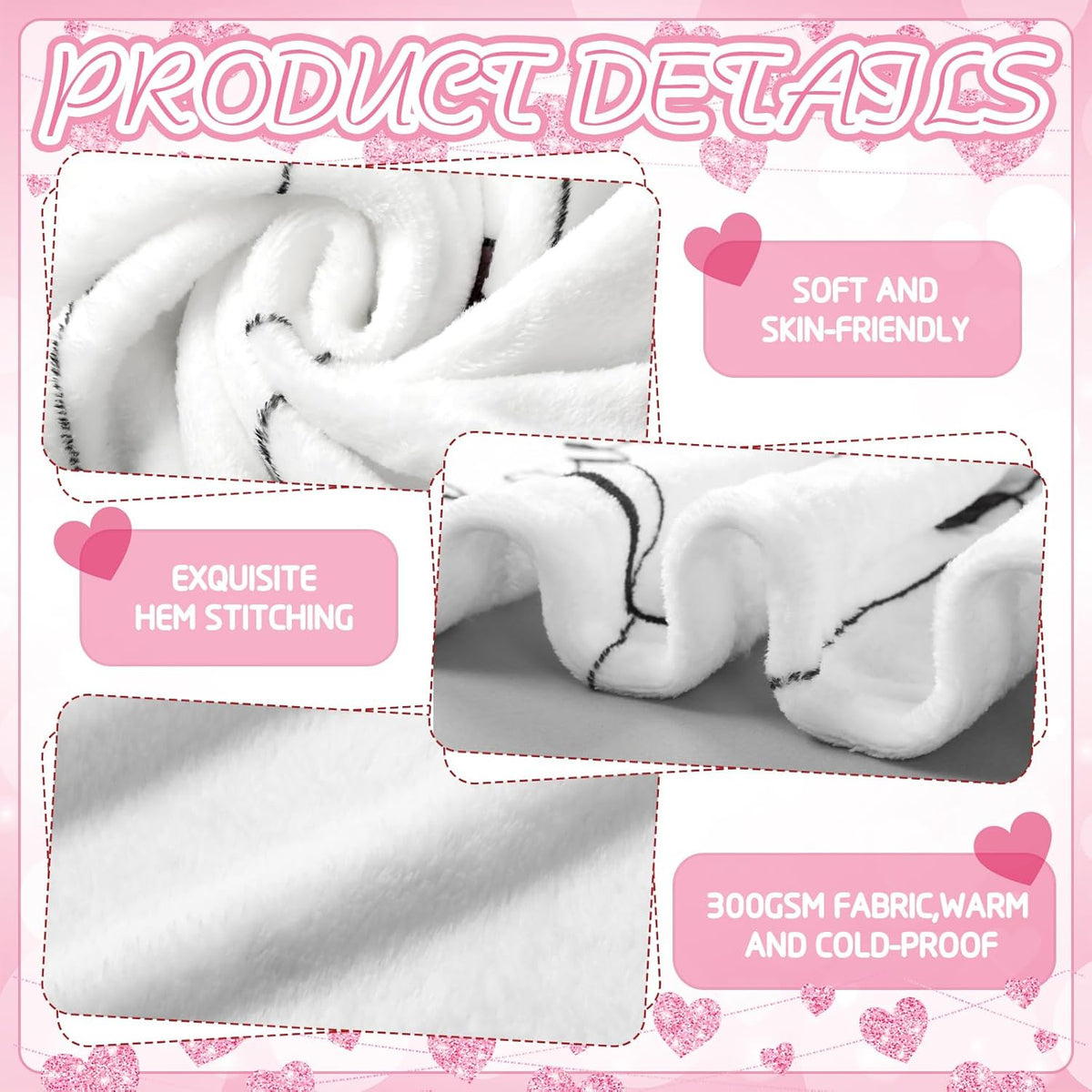 Valentine's Day Throw Blanket Ultra Soft Flannel Blanket for Bed and Couch Cozy Holiday Theme Throw Warm Winter Valentines Decoration, 50 X 60 Inches