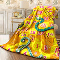 1pc Cozy Cartoon Snake And Number Board Game Flannel Throw Blanket Soft Reversible All-Season Comfort for Sofa Camping Machine Washable
