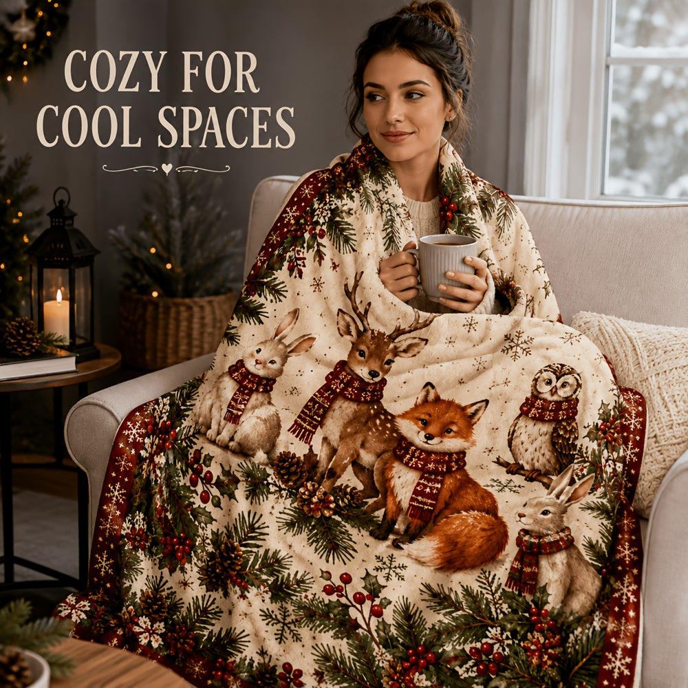 Blankets, Forest Animals Christmas Party Flannel Blankets Autumn And Winter Warm Living Room Sofa Blankets Bedroom Blankets Lunch Break Air Conditioning Blankets