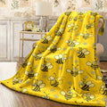 1pc Cozy Bee-Themed Flannel Throw Blanket Soft, Reversible, All-Season Comfort for Sofa, Camping & Travel Machine Washable