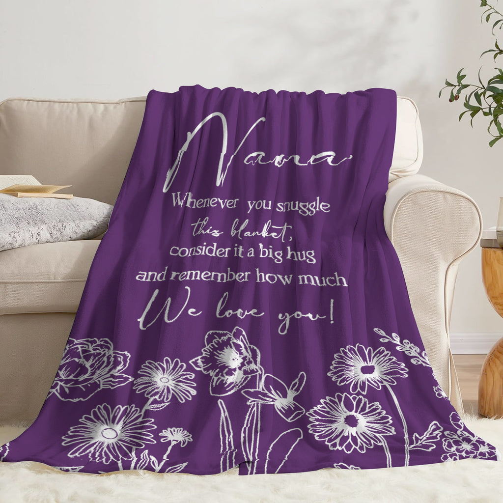 1pc Nana Floral Flannel Throw - a Soft, Warm, And Lightweight Blanket Perfect for Grandma, Featuring a Heartfelt Message. Ideal As a Birthday Gift, This All-Season Blanket Is Suitable for The Couch,, Or Office
