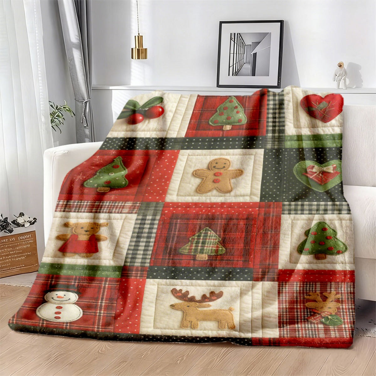 1pc Christmas Holiday Printed Blanket, Cozy Festive Throw Blanket, Super Warm Soft and Comfortable Flannel Blanket, Multiple Sizes Available, Suitable for Living Room, Bedroom, Balcony, Courtyard