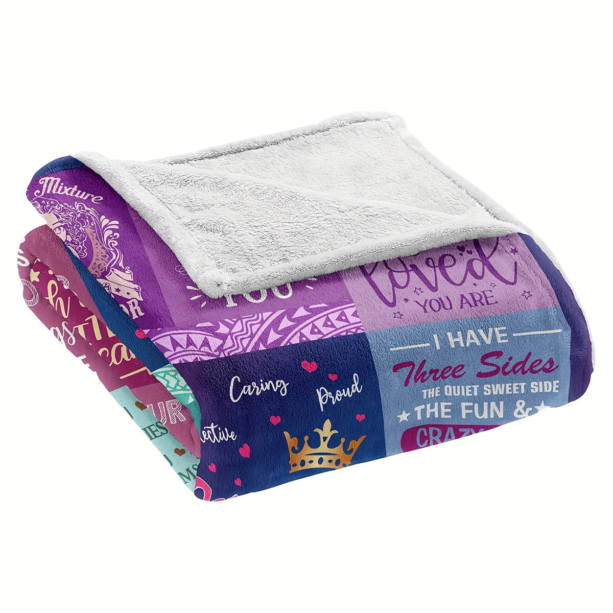 1pc Inspirational Queen Birthday Throw Blanket for Women - Perfect Gift for Daughter, Grandma, Mom, Wife, Girlfriend - All-Season Flannel, Hypoallergenic, Machine Washable with Motivational Phrases & Patterns, Wearable Blanket