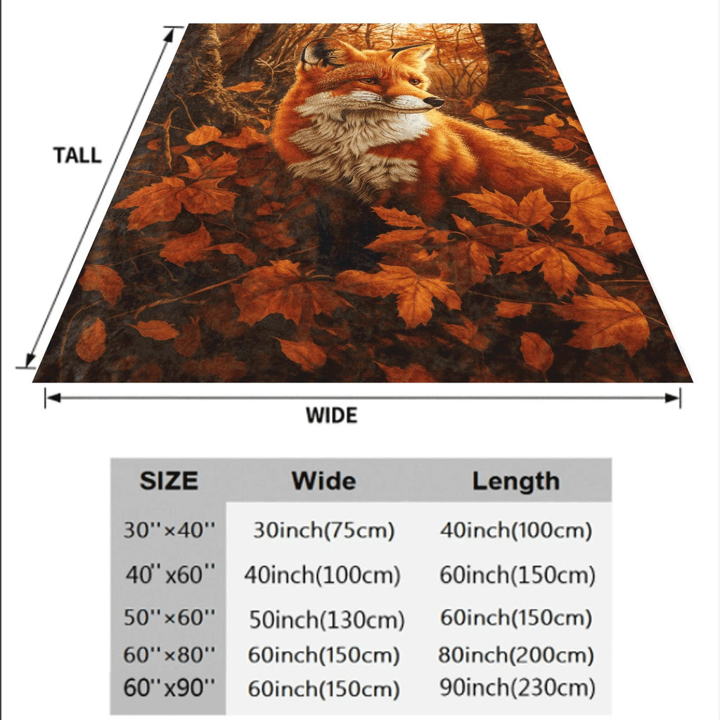 1pc Fox in Autumn Leaves Throw Blanket Realistic Fox And Fall Foliage HD Digital Print Soft Lightweight Flannel All-Season Blanket for Couch Travel Home Office Cozy Warm Decorative Ac