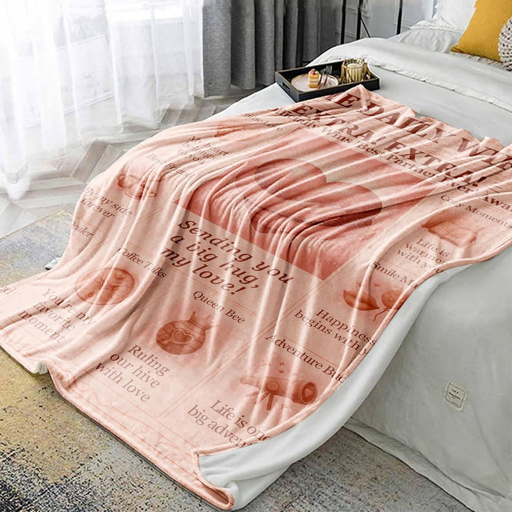 A Cozy Blanket for My Wife, Perfect Romantic Present, Soft Flannel Throw for Warm Embraces, Ideal for Wedding Anniversaries, Birthdays, And Valentine'S Day Gifts from Husband, The Ultimate Gift for The Best Wife, Queen Bee Love Blanket 60X50 Inches
