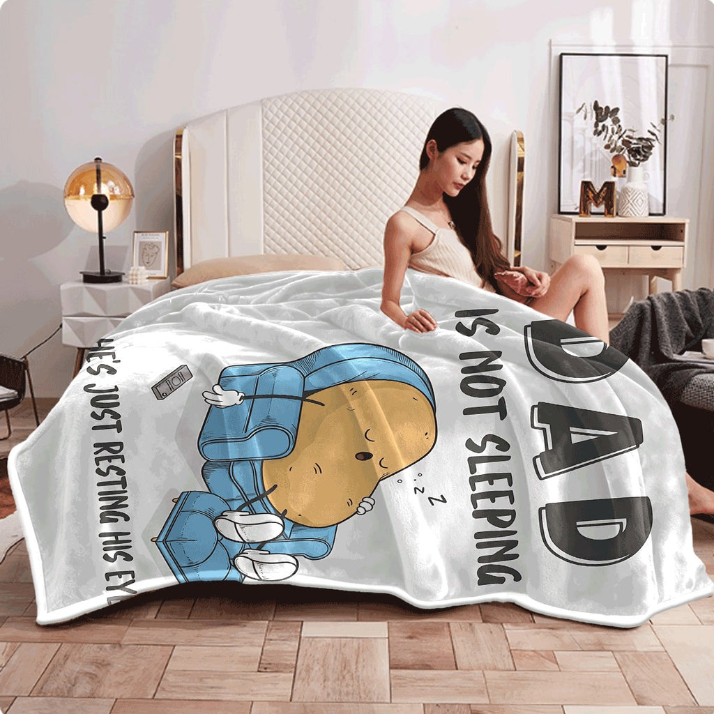 1pc Father'S Day Plush Flannel Blanket Suitable for Sofa, Travel & Office Soft Lightweight Spread with Geometric Patterns, Cozy Gift for Contemporary Living in Neutral Tones