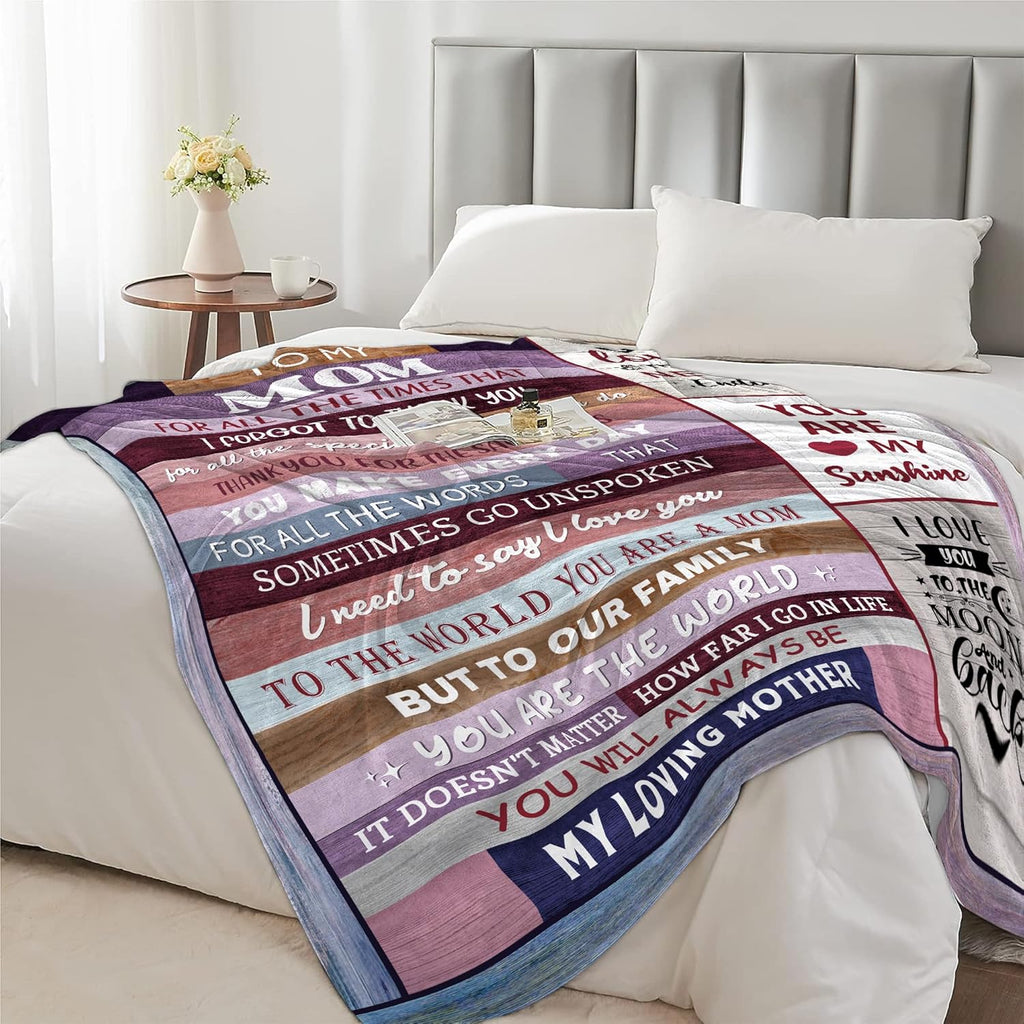 Gift for Mom, Mom Birthday Gifts, Mom Gift from Daughter Son, for Moms Birthday, Mom Gift for Christmas Mothers Day Throw Blanket 50x60, Gifts for Moms Who Have Everything