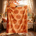 1pc Textured Pumpkin Theme Flannel Blanket - Large Size, Soft, Lightweight, And Warm, Suitable for All Seasons - Perfect for Bed, Sofa, Office, Camping, And Travel - Ideal Choice for Blankets, Perfect Gift for Family, Bedspread, Sofa Blanket
